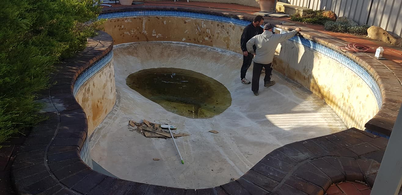 old leaking concrete pool Old leaking concrete pool